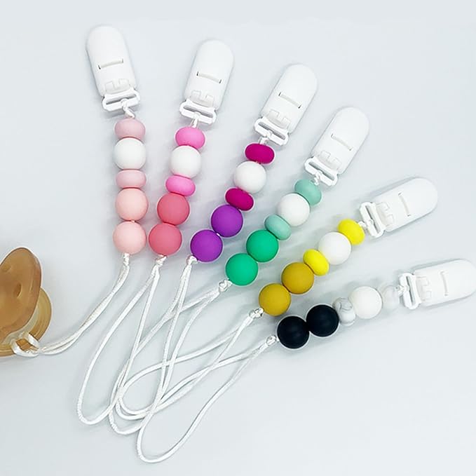Langmeil 50pack 15mmRibbon Pacifier Plastic Suspender Clips for DIY Teething Toys Baby Blankets Dummy Bib Leash, White