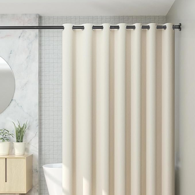 CorkLatta Black Shower Curtain Rod 31 to 68 Inch,1 Inch Diameter Adjustable Spring Tension Stainless Steel Telescoping Rod,Easy Install,No Rust