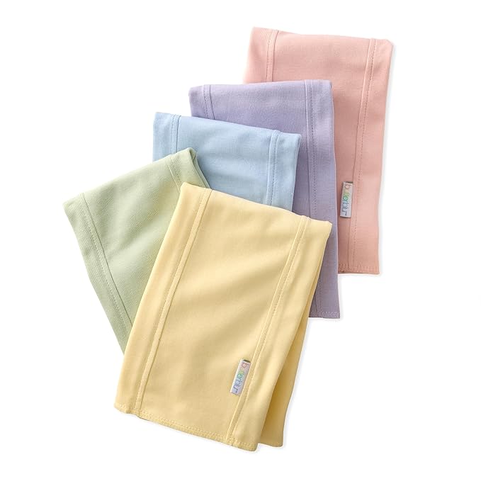 Butterblu Bailey 5-Pack Burp Cloths 100% Organic Cotton Knit for Newborn & Baby Boys & Girls, Haze, One Size