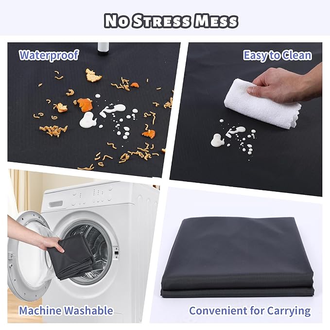 DFHY Waterproof Splat Mat for Under High Chair | 60x60 Inch High Chair Food Catcher Floor Mat | Non-Slip Baby Spill-Proof Mat, Washable Splash Protector for Toddlers (Dark Gray)