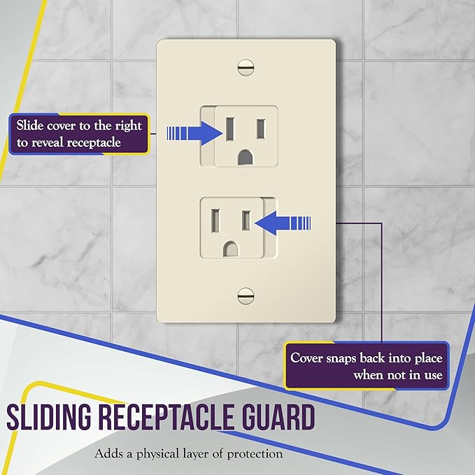 ENERLITES Child Proof Outlet Cover, Self-Closing, Fits Both Duplex and Decorator Outlet, Safety Design, Tamper-Resistant Socket Plug for Receptacle, Size 4.75" x 3.9", 8800-TR, Light Almond