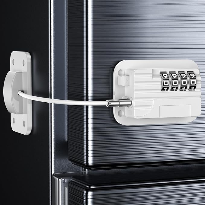 Upgraded Refrigerator Combination Locks- Changeable Password Fridge Locks for Kids, Toddlers and Children, Child & Baby Proofing Safety Door Lock for Cabinet and Drawers Windows (White-1 Pack)