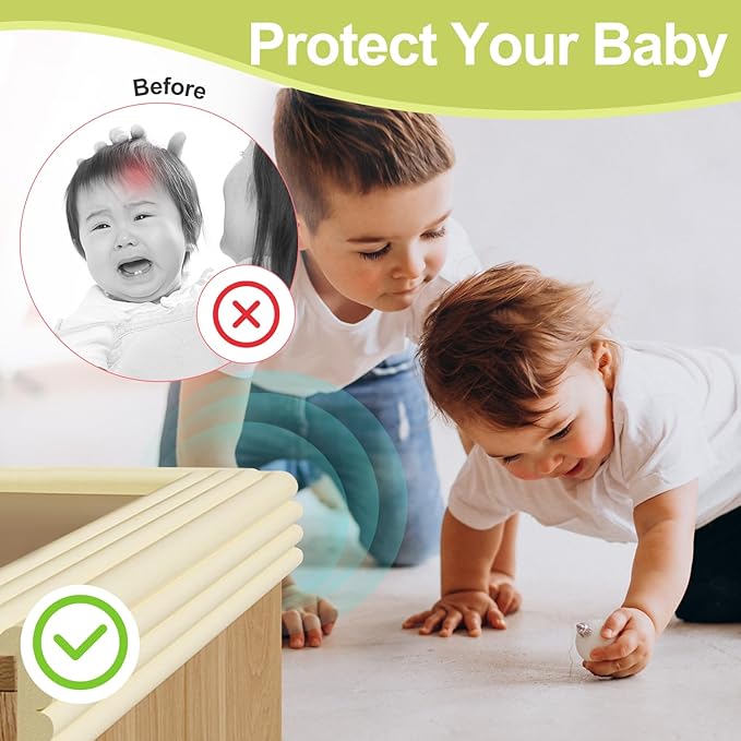 Baby Proofing Wall Corner Protector,Edge Guard Corner Protector,6.56ft Thinken Soft Corner Protectors Pre-Taped Soft Rubber Foam Edge Cushion for Furniture (Brown-L, 6.56Ft x 5.9" W x 0.47" Th)