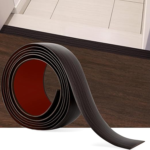 3.3Ft Floor Transition Strip Self Adhesive Vinyl Cover Floor Strip Flat Divider Transition Strip Wood Grain Design for Laminate Floor Gaps and Doorway Transitions (3.3Ft x 2 Inch, Brown)