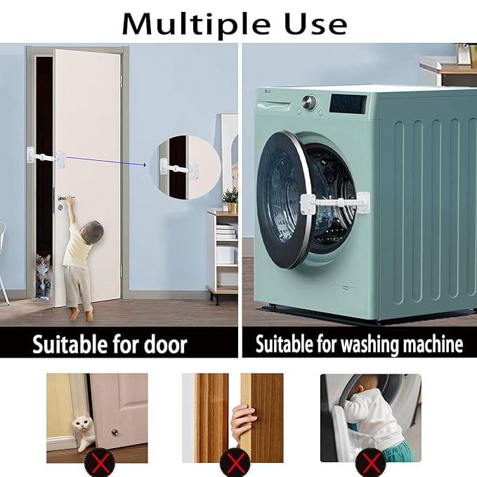 CMINGJ（3 Pack） Child Proof Window Restrictor, Adjustable Baby Safety Window Lock, Window Safety Locks for Toddlers & Pets, Easy to Install Suitable for Door, Washing Machine, Cat Door (White)