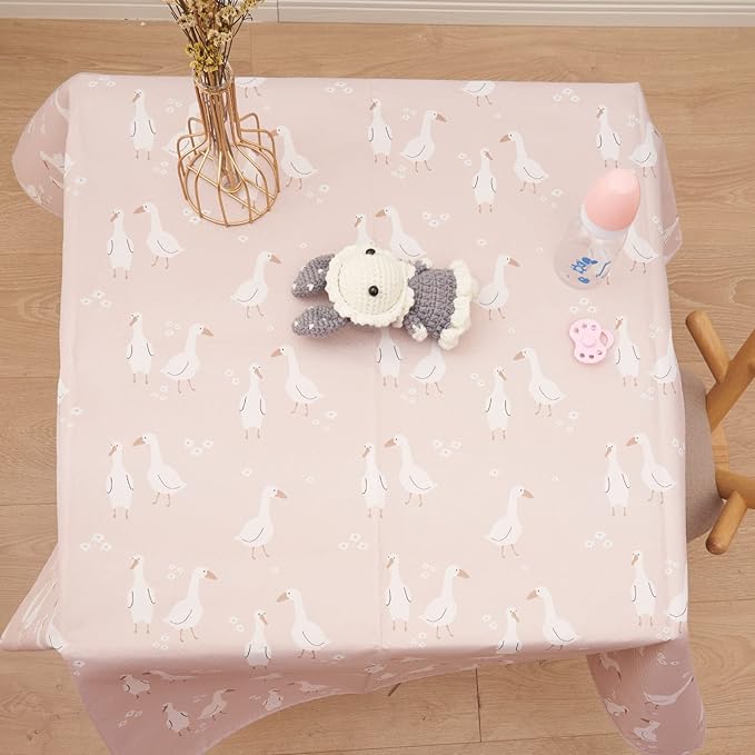 CoolaPeach Splat Mat for Under High Chair/Arts/Crafts, Washable Baby Spill Mat Waterproof Non-Slip Floor Splash Mat, Portable Baby Play Mat and Table Cloth (Goose, 43"x 43")