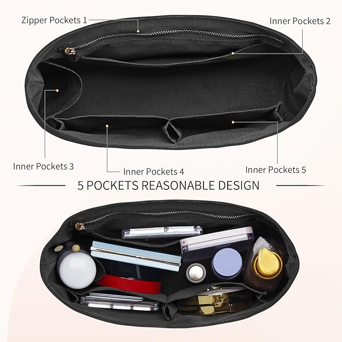 Dupont Paper Purse Organizer Inserts for brooklyn 28 Insert Keeps Tote Handbag（Black）