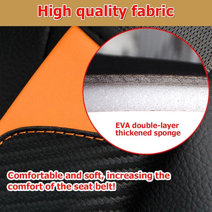 AUCELI 2PCS Car Seat Belt Cover, Carbon Fiber Seatbelt Shoulder Strap Covers, Breathable Leather Soft Harness Pad Protect Your Neck and Shoulder Compatible with Cars