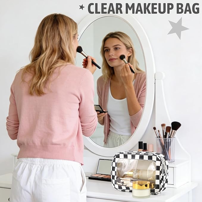 5PCS Diaper Bag Organizer Pouch Set, TSA Approved Toiletry Bag，Clear Waterproof TPU Makeup Bag Set Travel Organizer Bags for Women and Kids