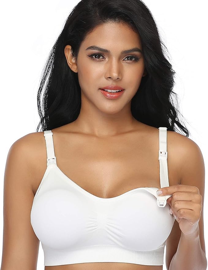GXXGE 4Pack Nursing Bra for Breastfeeding Maternity Bras Push Up Silk Seamless Pregnancy Bralette Underwear
