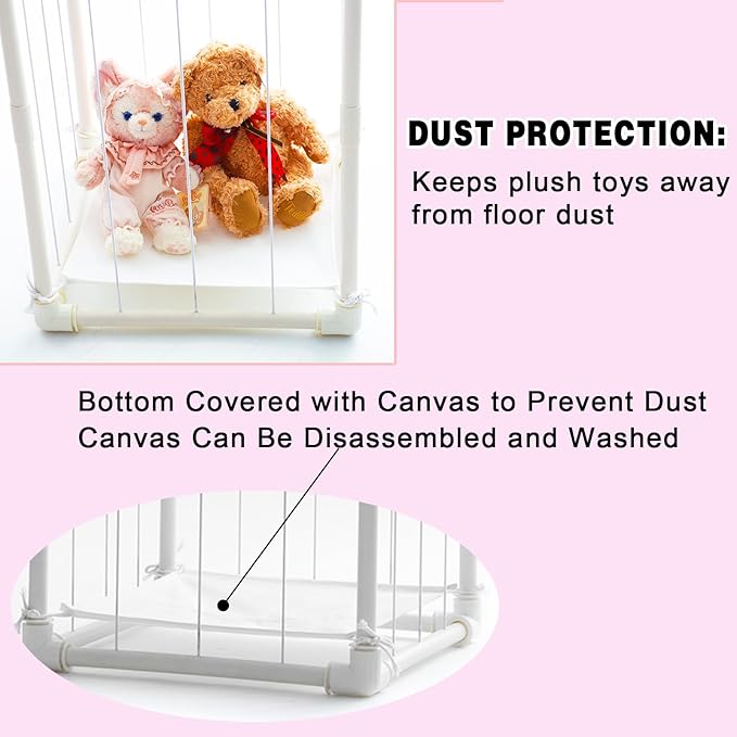 INFTOYCO Large Stuffed Animal Storage Zoo Cage Holder, Upgradation PVC Stuffed Animal Storage Organizer, Space Saving Plush Toys Zoo Holder, for Kidroom Playroom, White