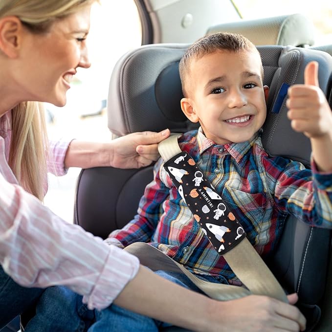 Amintiri Seat Strap Shoulder Pads for Kids, Seat Belt Cover for Children, Soft Furry Seat Belt Cushion for Travel, Cartoon Car Seat Belt Pad Cover for Boys and Girls.