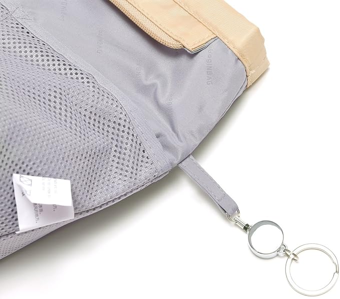 iN. Purse Organizer Insert with zipper Nylon fabric for women Handbags & Totebag beige Size: Medium: 15.7"(Top)/12.2"(Bottom) L × 4.7" W × 8.3" H