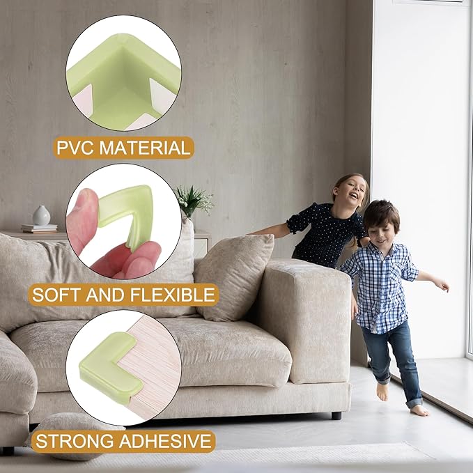 uxcell Corner Protectors, 16 Pcs Table Corner Protectors, Furniture Corner Guard and Edges Safety Bumpers for Table Edges and Sharp Corners (L-Shaped, Green)