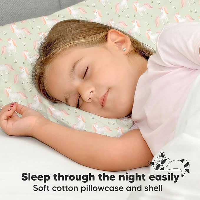 Toddler Pillow with Pillowcase - 13x18 My Little Dreamy Kids Travel Bed Pillows for Sleeping, Organic Cotton Small Pillowcase, Soft & Breathable, Machine Washable, Toddlers 2-5 years old (Grace)