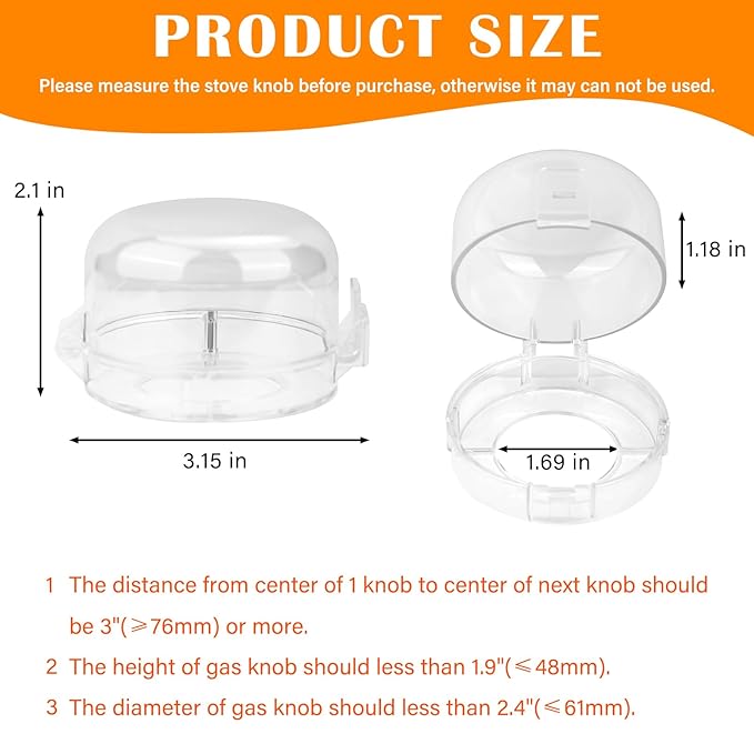 5-Pack Stove Knob Safety Covers,Upgraded Press Gas Stove Knob Locks,Durable Design Childproof Knob Locks for Babies and Pets, Sticky and Easy to Install,Transparent