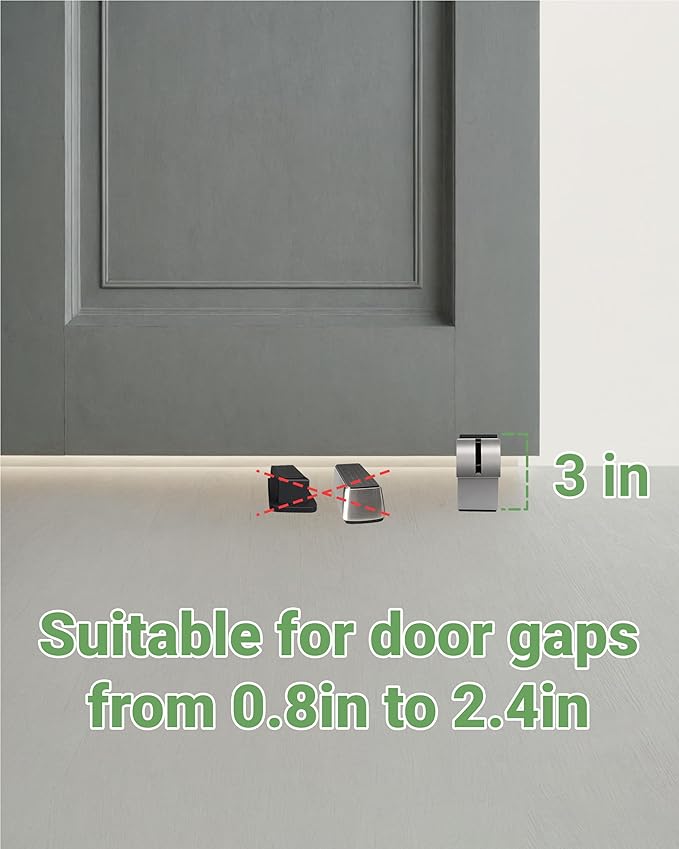 Large Door Stopper - Metal Door Wedge, Tall Door Stopper, Spring Rubber for Extra Strong Grip (Silver, 1 Pack)