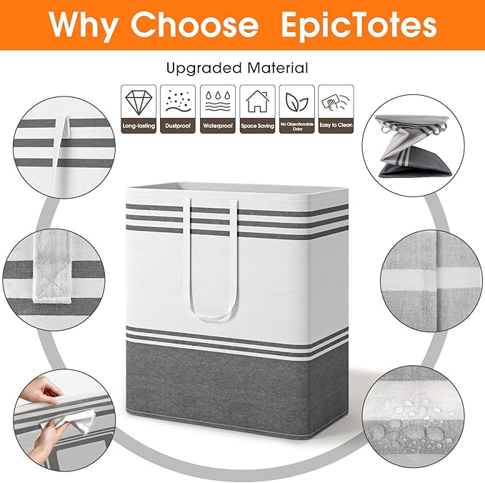 4 Pack Large Laundry Baskets, Laundry Hampers, Freestanding Waterproof Collapsible Clothes Bag with Extended & Reinforced Handles - Clothes Basket for Dorm, Bathroom, Home (100L)