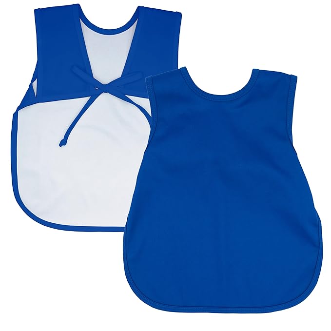 BapronBaby Minimalist Royal Blue Bapron - No Neck Tie Safer Bib for Baby & Toddler - Soft Waterproof Stain Resistant - Machine Washable - Sz Preschool 3-5yrs