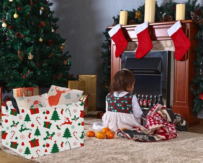 TIBAOLOVER Rectangular Christmas Basket Tree Cute Christmas Gift Baskets for Families Baby Storage Bin Kids Toy Storage Bin Organizer Box Christmas Room Decor for Christmas Parties(Christmas Tree)