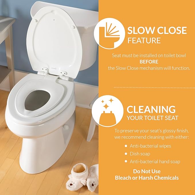 Mayfair NextStep2 Toilet Seat with Built-In Potty Training Seat, Slow-Close, Removable that will Never Loosen, Round, White, 2-Pack
