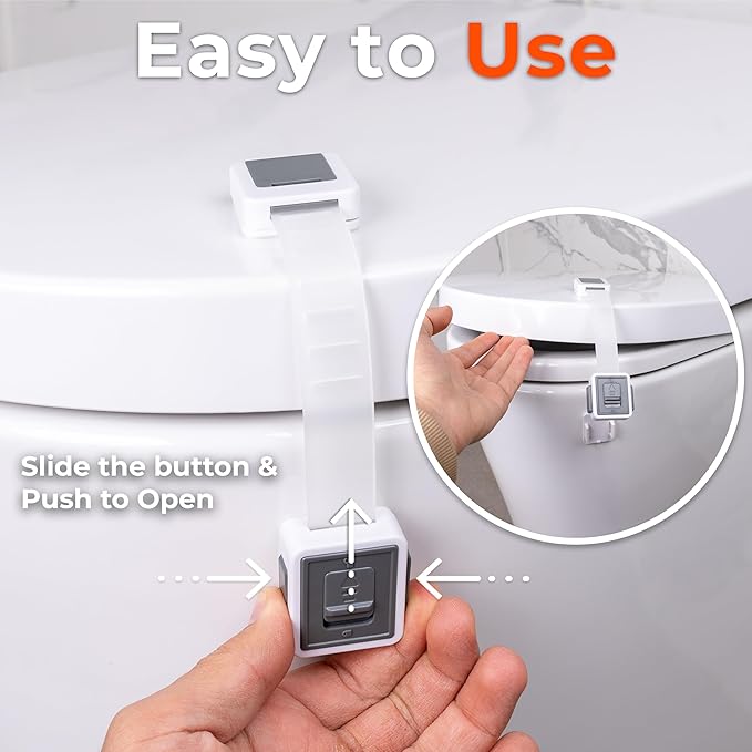 2-Pack Toilet Locks Baby Proof - Toilet Seat Locks for Toddlers with Adhesive - Toilet Latches Child Safety - No Tools Required