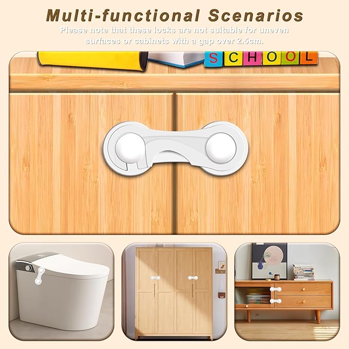 Child Proof Cabinet Locks-(10-Pack) - Child Locks For Cabinets And Drawers,Easy To Install (No Drilling) For Drawers, Cabinet Seat, Toilet Seat, Fridge, Oven, Appliances