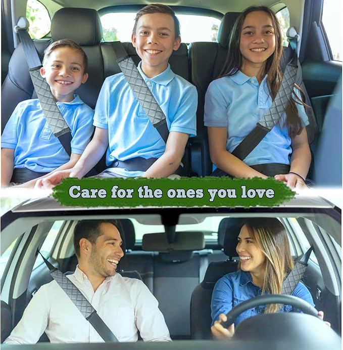 Car Seat Belt Cover Pad, 5 Pack, Seatbelt Covers for Car Accessories, Soft Material, Car Seat Strap Pads, Gray 10.63 inches, Universal Fit for All Vehicles, Comfort for neck shoulders (5-Gray)