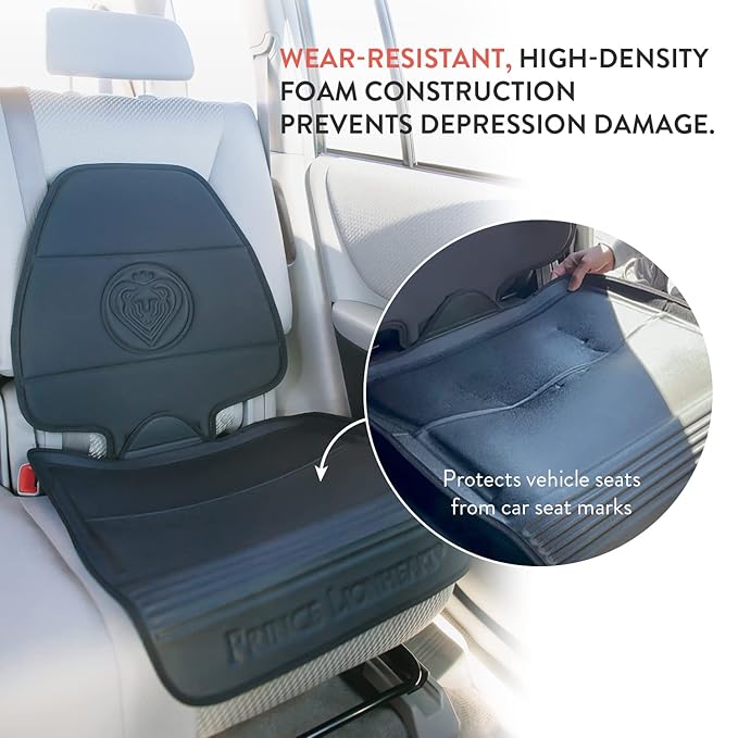 Prince Lionheart Car Seat Protector, The Only 2 Stage Seatsaver Designed with Thick Padding, Nonabsorbent, Waterproof, PVC Foam Material. Compatible With all Baby and Toddler Car Seats(Black)
