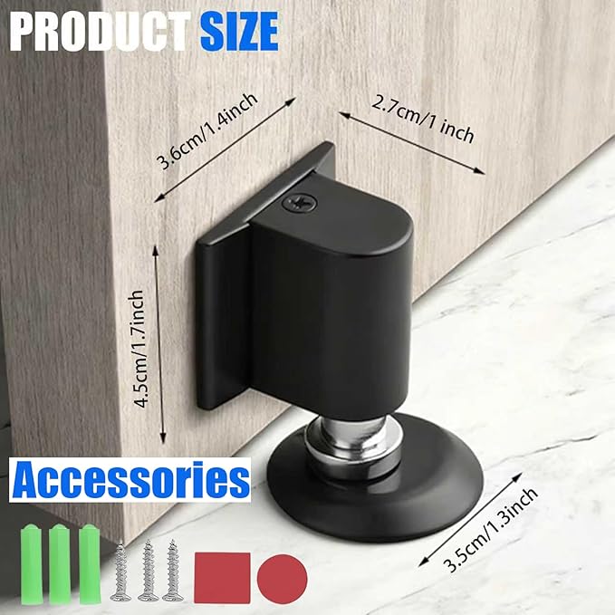 Door Wedge Stopper - 2026 New Magnetic Door Stopper,for Bottom of Door Drill-Free Invisible Indoor Doorstopper, Front Door Stopper Stent, Keeps Door Open Long-Term (Brushed Nickel 1PC)
