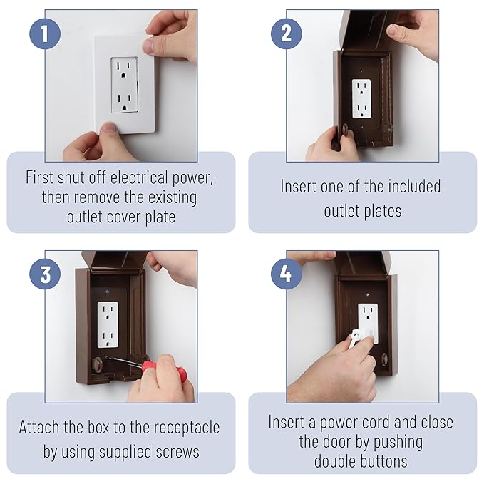 Bates - Baby Safety Outlet Cover Box, Brown, Outlet Covers Baby Proofing, Plug Covers for Electrical Outlets