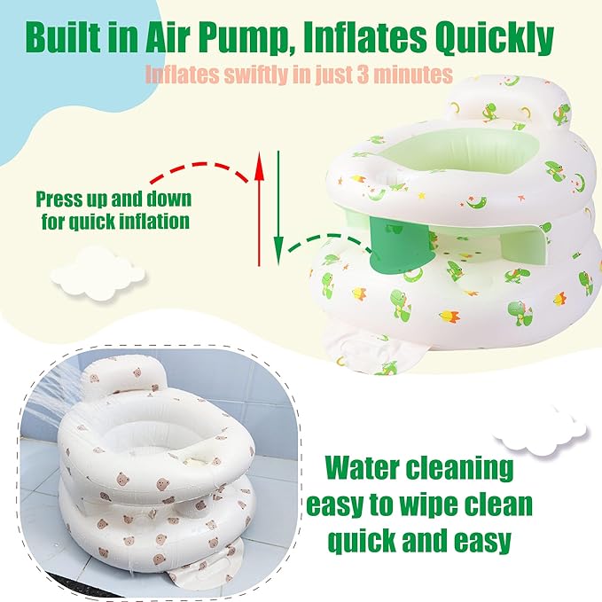 Upgraded Inflatable Baby Seat for Babies 4-36 Months, Inflatable Baby Chair Sit Me Up Floor Seat for Baby, Back Support Baby Seats for Infants for Sitting Up with Built in Air Pump