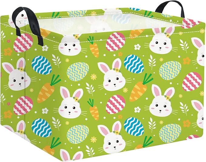 TIBAOLOVER Rectangular Easter Bunny Storage Basket for Kids & Baby - Cute Toy Storage Bin and Organizer - Room Decor