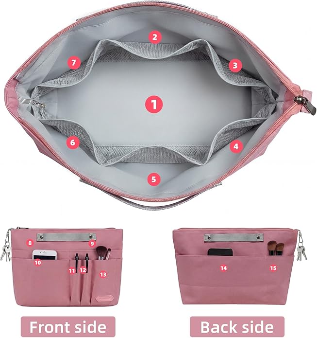 VANCORE Purse Organizer Insert for Handbags,Tote Bag Organizer Insert with Zipper Bag,Premium Handbag Organizer Inside Liner for Women