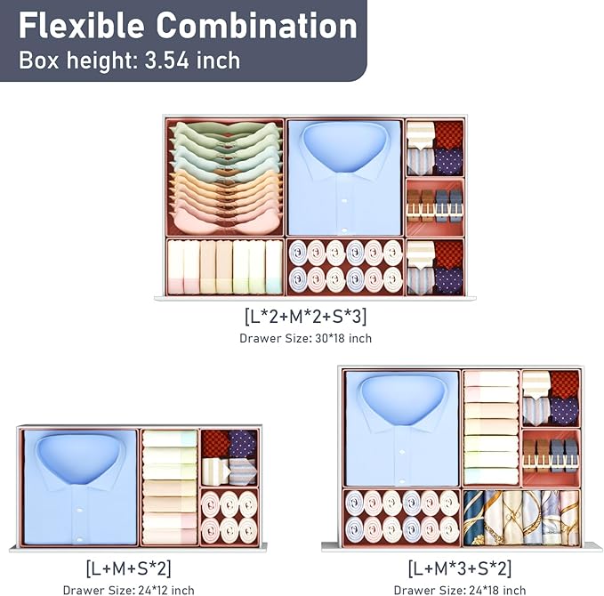 DIMJ Drawer Organizer Clothes Storage - 21 Pack Baby Dresser Organizer for Nursery Closet Organization, Fabric Drawer Organizer Bins for Underwears Socks Bras, Foldable Storage Dividers for Bedroom