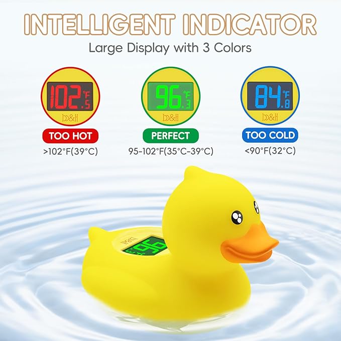b&h Duck Rechargeable Baby Bath Thermometer - Fast Temperature Reading, Digital Water Thermometer for Bathtub and Room, Safety Infant Floating Bath Toy, Baby Bath Essentials