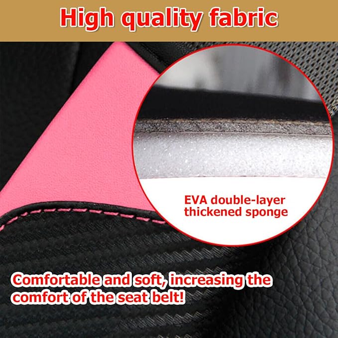 AUCELI 2PCS Car Seat Belt Cover, Carbon Fiber Seatbelt Shoulder Strap Covers, Breathable Leather Soft Harness Pad Protect Your Neck and Shoulder Compatible with Cars