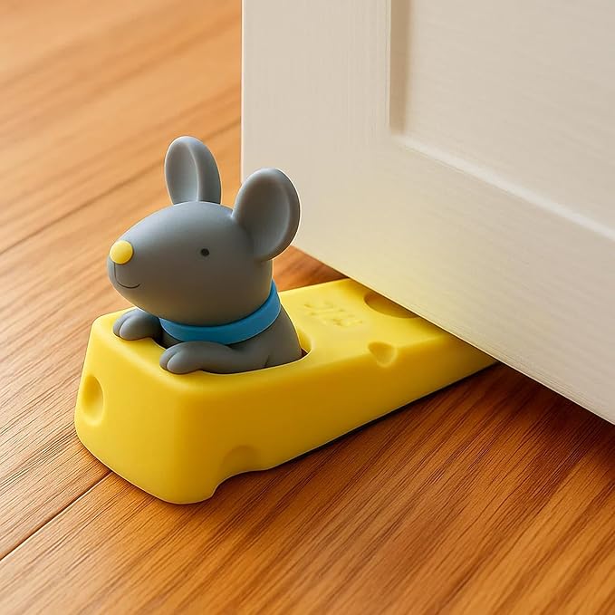 DomeStar Cute Mouse Stopper, Gray Mouse Door Stop Decorative Animal Doorstop Door Wedge