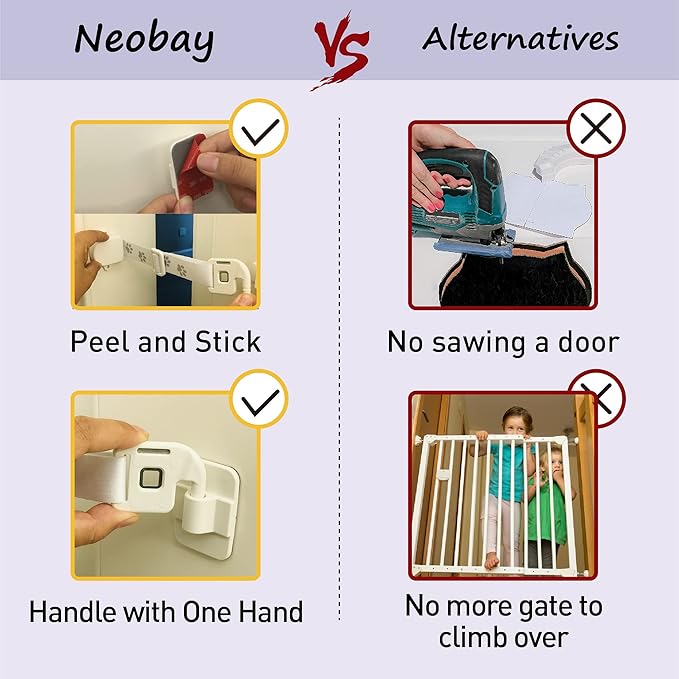 Child Proof Door Strap with Silicone Door Stopper. No Need for Baby-Gate. Keep Toddler Out and Let Cat in. Prevents Finger Pinch Injuries.