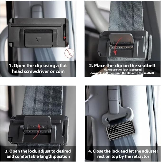 2PCS American Flag Car Seatbelt Adjuster car Universal Car Seat Belt Pads Cover for More Comfortable Driving, Seat Belt Shoulder Strap