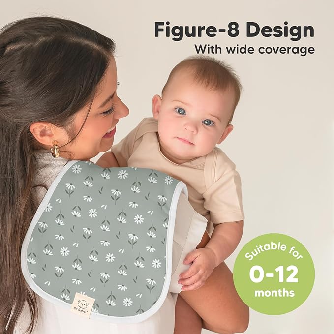 Organic Burp Cloths Baby Boy & Girl - 5-Pack Super Absorbent Cotton Burping Cloths for Babies, Soft & Plush Newborn Spit Up Rags, Infant Towels for Milk Spit Up, Unisex, Large 21" x 10" (Fleur)