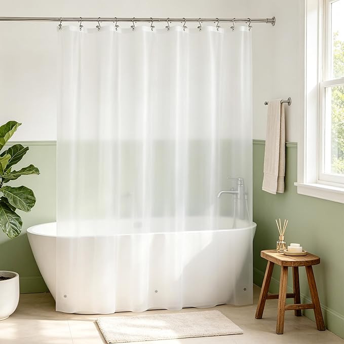 Mrs Awesome Frost Shower Curtain Liner with 3 Magnets, 69x70 Frosted PEVA Shower Liner, Light Weight Plastic Shower Curtain for Bathroom, Waterproof,Frost