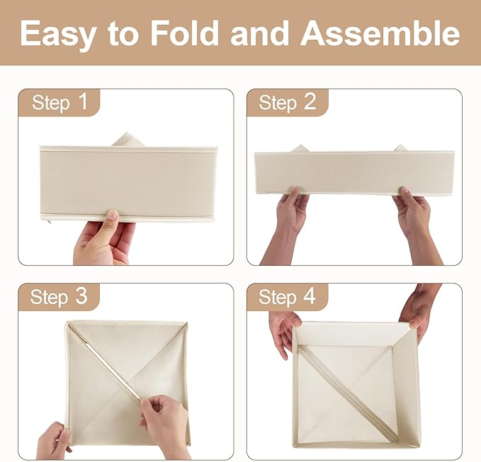 Dorisun Drawer Organizer Clothes - Dresser Organizer for Baby Clothes, Underwear, Sock - Nursery Organization - Foldable Closet Organizatio Dividers for Bra, Belt, Tie (Beige, 8 Pack)