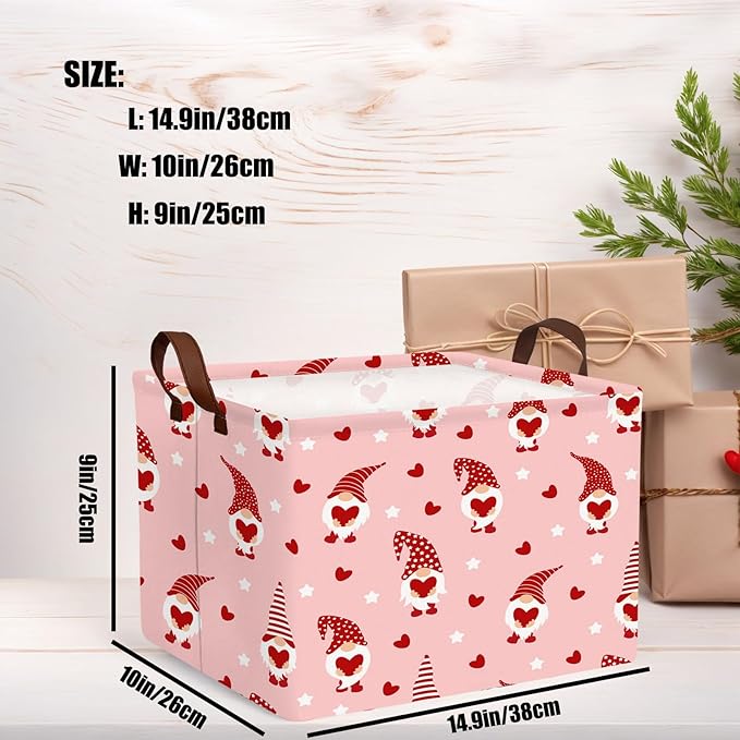 ASKETAM Valentine's Day Basket for Gifts Empty Cute Heart Large Gift Basket Decorative Storage Bin for Kid and Baby Room Décor (Pink Dwarf Love)