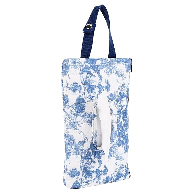 Quilted Baby Diaper and Wipes Pouch Portable Mommy Bag for Stroller Reusable Wipes Pouch with Lanyard (Blue style2)