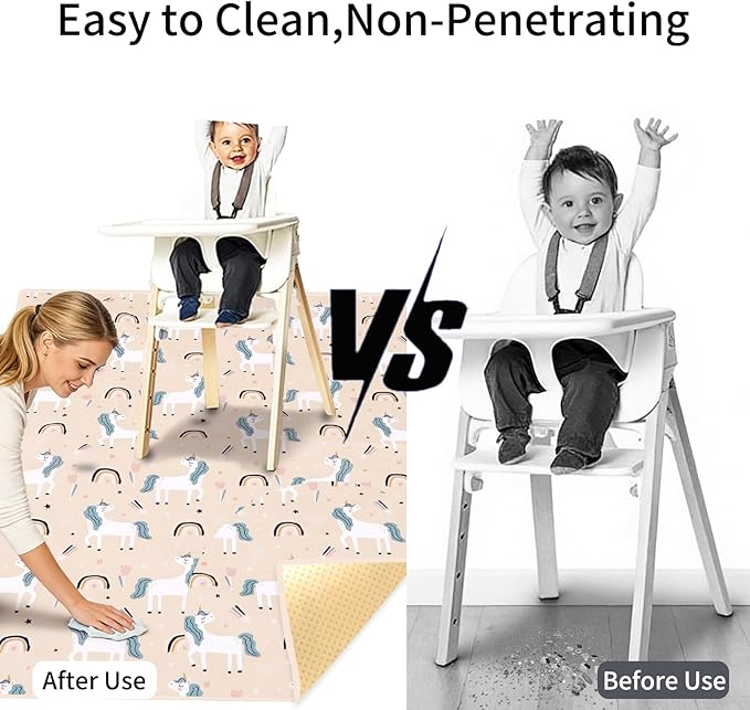 CoolaPeach Splat Mat for Under High Chair/Arts/Crafts, Washable Baby Spill Mat Waterproof Non-Slip Floor Splash Mat, 43"x 43" Portable Play Mat and Table Cloth