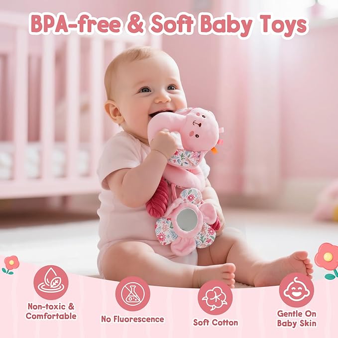 TSYAN Car Seat Toys for Babies 0-6 Months Boy,Baby Spiral Hanging Plush Activity Toys Thank You Gifts for Newborn 0 3 6 9 12 Months Baby Boys Girls
