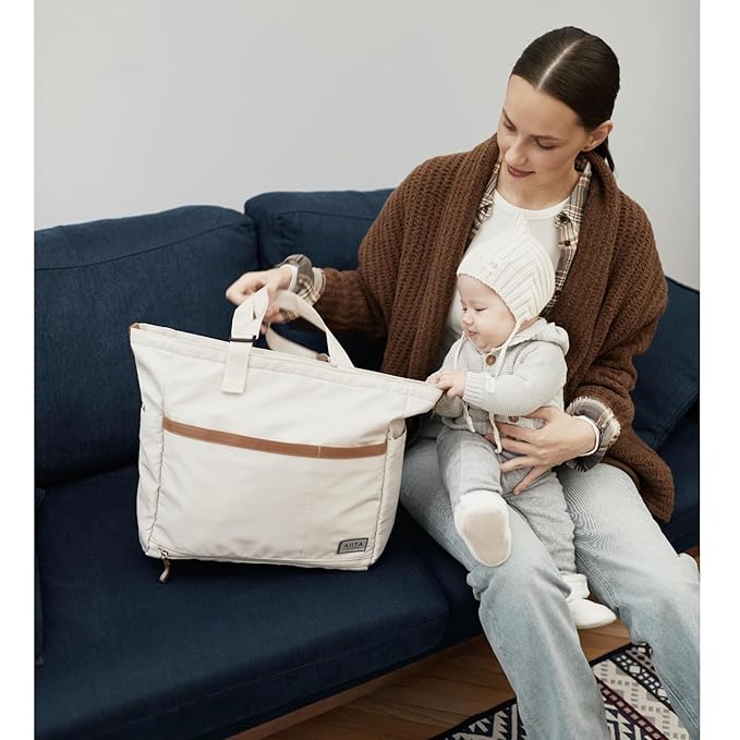 AIITA Diaper Bag Tote,Baby Diaper Bags,Convertible Diaper Bag Backpack,Crossbody Tote Bag for Women,Stylish Shoulder Bag with Changing Pad,Baby Registry, Work Tote,Travel Gym Bag,White