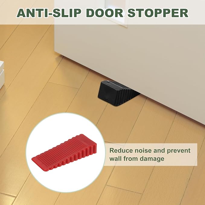 uxcell 4 Pcs Door Stoppers for Bottom of Door, 15mm/0.59 Inch Door Stops, Rubber Door Stopper Wedge Anti Slip, Window Stopper Door Stackable, Red