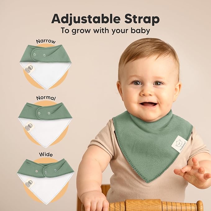KeaBabies 8-Pack Organic Baby Bandana Bibs for Boys, Girls - Super Absorbent Triangle Baby Bibs for Drooling and Teething Infant, 100% Cotton Extra Soft for Newborn, Infant 0-36 Months (Daybreak)